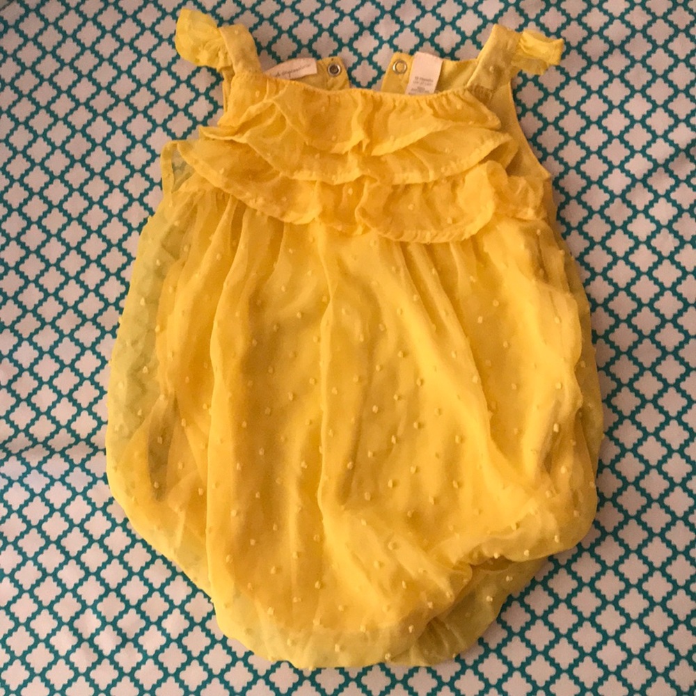 Yellow baby girl romper first impressions